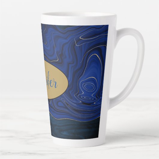 Lapis Blue Agate Swirls Personalized Latte Mok (Rechts)