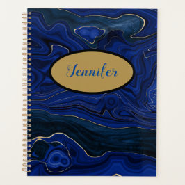 Lapis Blue Agate Swirls Personalized Planner