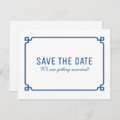 Lapis Blue Deco Chic Save the Date Briefkaart (Voorkant / Achterkant)