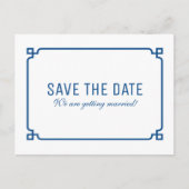 Lapis Blue Deco Chic Save the Date Briefkaart (Voorkant)