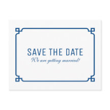 Lapis Blue Deco Chic Save the Date Briefkaart