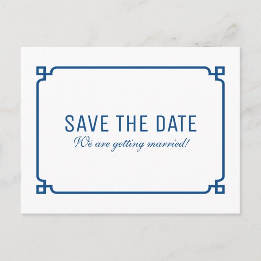 Lapis Blue Deco Chic Save the Date Briefkaart (Voorkant)