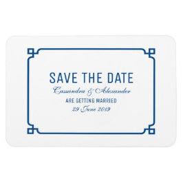 Lapis Blue Deco Chic Save the Date Magneet