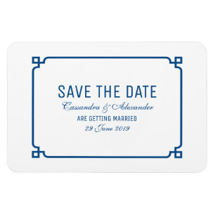Lapis Blue Deco Chic Save the Date Magneet