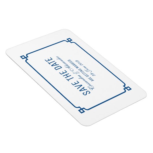 Lapis Blue Deco Chic Save the Date Magneet (Rechterzijde)