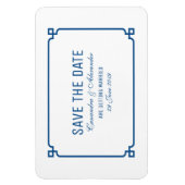 Lapis Blue Deco Chic Save the Date Magneet (Verticaal)