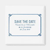Lapis Blue Deco Chic Save the Date Magneet (Voorkant)