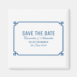 Lapis Blue Deco Chic Save the Date Magneet