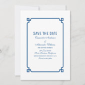 Lapis Blue Deco Chic Save the Date Uitnodiging (Voorkant)