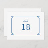 Lapis Blue Deco Chic Table Number Briefkaart (Voorkant / Achterkant)
