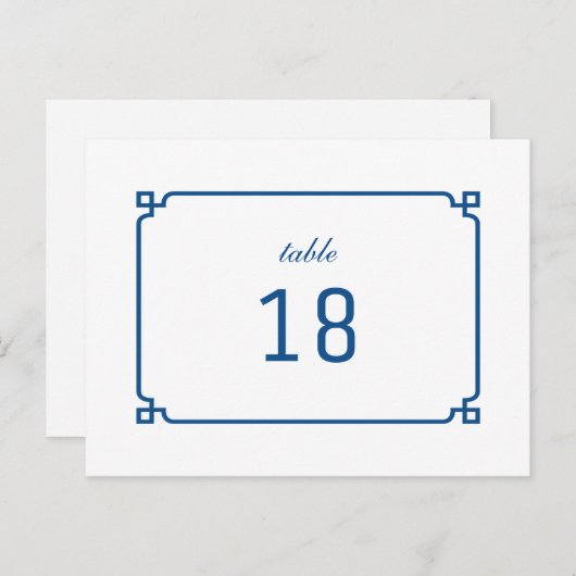 Lapis Blue Deco Chic Table Number Briefkaart (Voorkant / Achterkant)