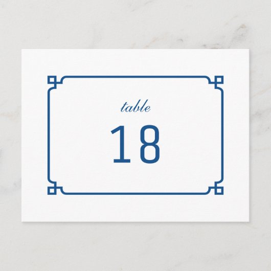 Lapis Blue Deco Chic Table Number Briefkaart (Voorkant)