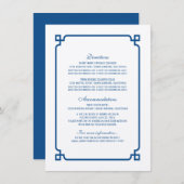 Lapis Blue Deco Chic Wedding Info Kaart (Voorkant / Achterkant)