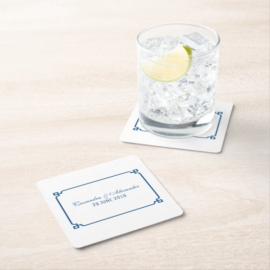 Lapis Blue Deco Chic Wedding Kartonnen Onderzetters (Insitu)