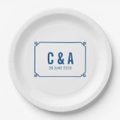 Lapis Blue Deco Chic Wedding Papieren Bordje (Voorkant)