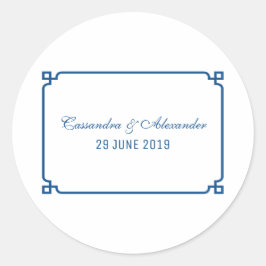 Lapis Blue Deco Chic Wedding Ronde Sticker