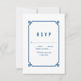 Lapis Blue Deco Chic Wedding RSVP