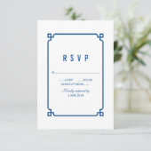 Lapis Blue Deco Chic Wedding RSVP (Staand voorkant)