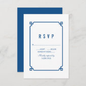 Lapis Blue Deco Chic Wedding RSVP (Voorkant / Achterkant)