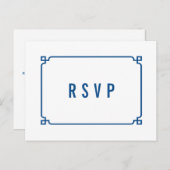 Lapis Blue Deco Chic Wedding RSVP Briefkaart (Voorkant / Achterkant)