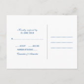 Lapis Blue Deco Chic Wedding RSVP Briefkaart (Achterkant)