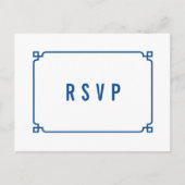 Lapis Blue Deco Chic Wedding RSVP Briefkaart (Voorkant)