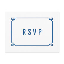 Lapis Blue Deco Chic Wedding RSVP Briefkaart