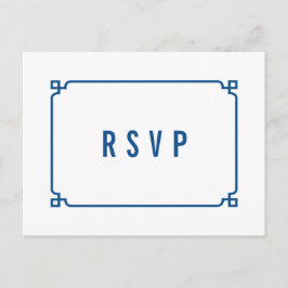 Lapis Blue Deco Chic Wedding RSVP Briefkaart