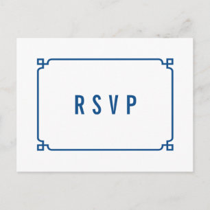 Lapis Blue Deco Chic Wedding RSVP Briefkaart