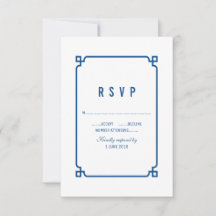 Lapis Blue Deco Chic Wedding RSVP