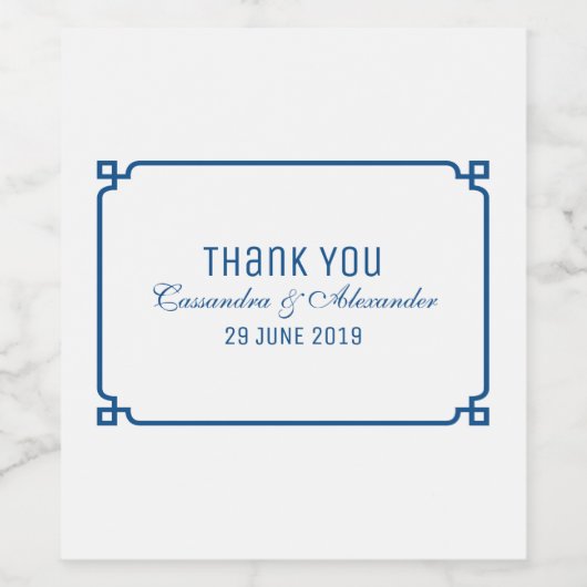 Lapis Blue Deco Chic Wedding Wijn Etiket (Enkel label)