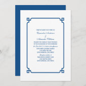 Lapis Blue Deco Chique Bruiloft Uitnodigen Kaart (Voorkant / Achterkant)