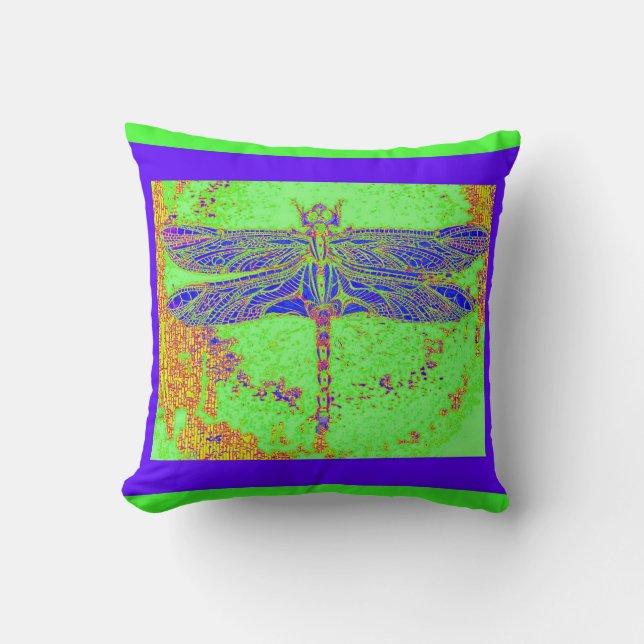 Lapis Blue Dragonfly Green Cushion by Sharles Kussen (Voorkant)