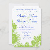 Lapis Blue en Green Floral Wedding Invitation Kaart (Voorkant)