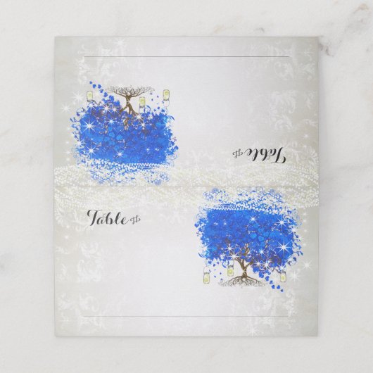 Lapis Blue Heart Leaf Tree Weddenschapskaarten Plaatskaartje (Buitenkant ongevouwen)