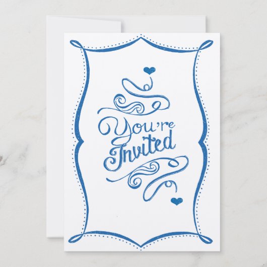 Lapis Blue Modern  Typografie Ocean Blue Kaart (Achterkant)