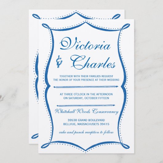 Lapis Blue Modern  Typografie Ocean Blue Kaart (Voorkant / Achterkant)