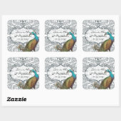 Lapis Blue Peacock Love Bird Wedding Seal Vierkante Sticker (Vel)