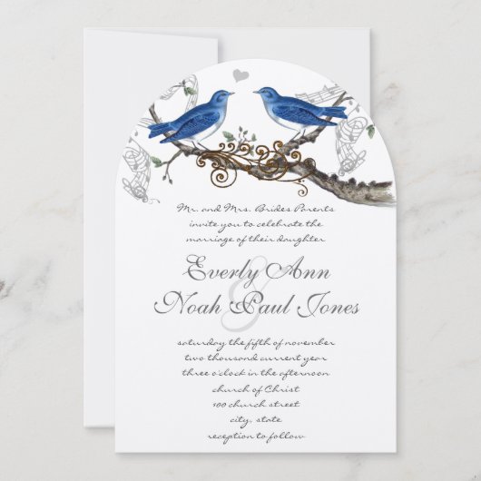  Lapis Blue Tortelduifjes Wedding Invitations Kaart (Voorkant)