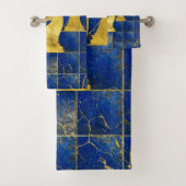 Lapis Lazuli Chessboard en Gold Chess Piecks Bad Handdoek (Insitu)