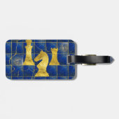 Lapis Lazuli Chessboard en Gold Chess Piecks Bagagelabel (Achterkant horizontaal)
