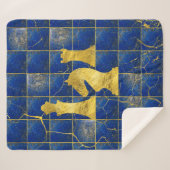 Lapis Lazuli Chessboard en Gold Chess Piecks Sherpa Deken (Voorkant (horizontaal))