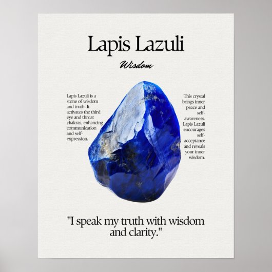 Lapis Lazuli Gem Crystal Betekenis Kaart Poster (Voorkant)