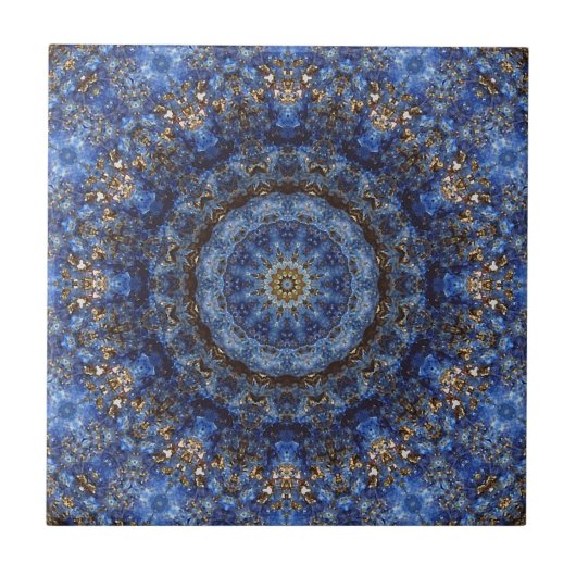 Lapis Lazuli Laminate Mandala Tile Tegeltje (Voorkant)
