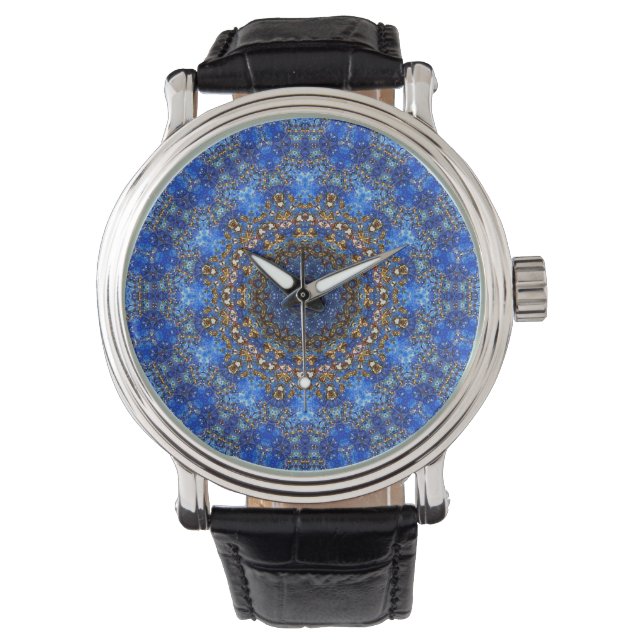 Lapis Lazuli Mandala polshorloge Horloge (Voorkant)