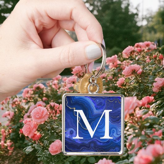 Lapis Lazuli met monogram Sleutelhanger