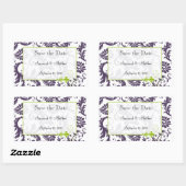 Lapis Paars Apple Green Damask Bird Weddings Rechthoekige Sticker (Vel)
