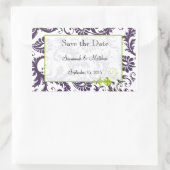 Lapis Paars Apple Green Damask Bird Weddings Rechthoekige Sticker (Tas)
