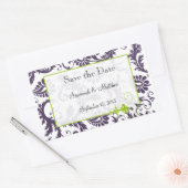Lapis Paars Apple Green Damask Bird Weddings Rechthoekige Sticker (Envelop)