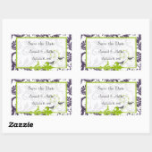 Lapis Paars Apple Green Damask Bird Weddings Rechthoekige Sticker (Vel)
